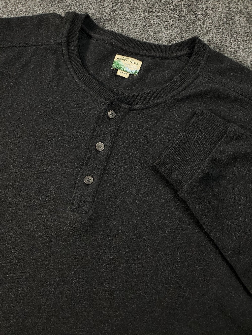 Marine Layer Pacifica Stretch Henley Shirt 2XL Long Sleeve Midweight Charcoal